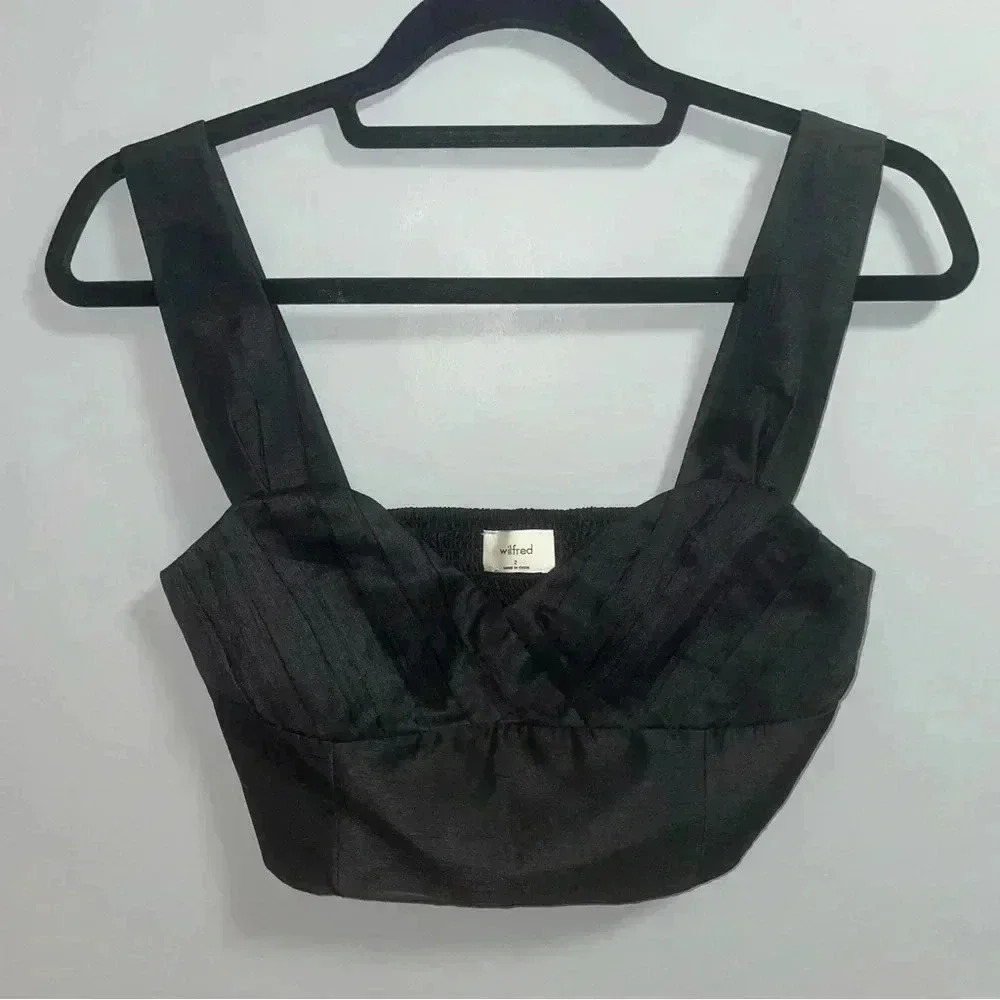 Wilfred Black Cropped Bustier Top Size 2